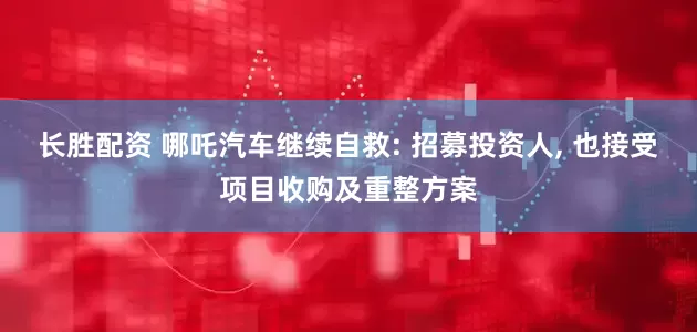 长胜配资 哪吒汽车继续自救: 招募投资人, 也接受项目收购及重整方案